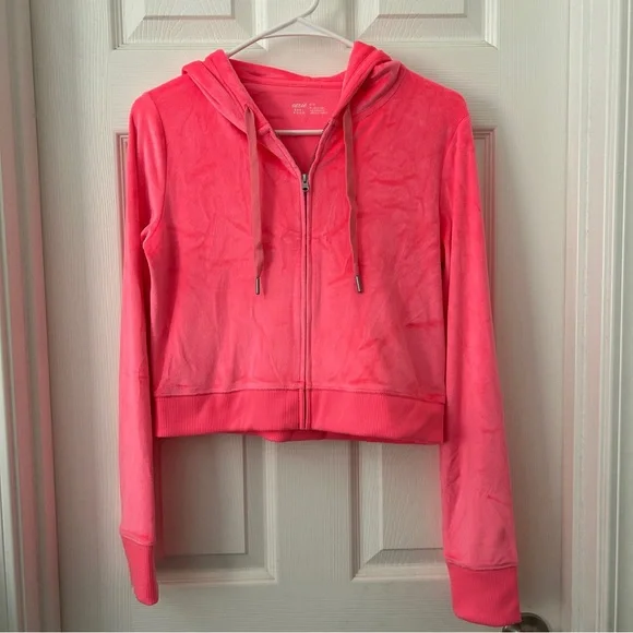 NWOT Aerie Pink Velour Zip-Up Hoodie - Picture 1 of 4